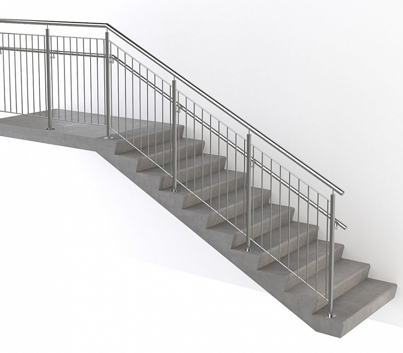 Ограждение с вертикальным заполнением для лестниц с двумя поручнями